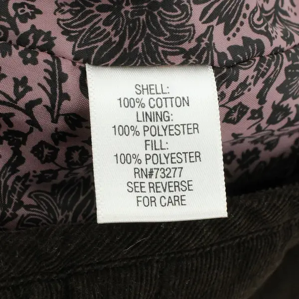 Croft & Barrow Brown Corduroy Quilted Zip Up Jacket Pink Satin Lined Sz Small