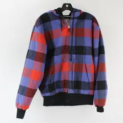 Vintage Y2K World Industries Multicolor Plaid Sherpa Zip Hoodie Mens M