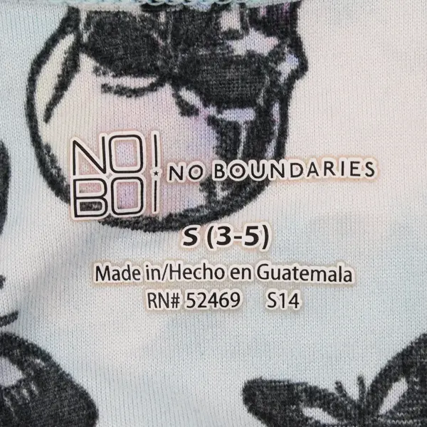 No Boundaries Size S (3-5) Blue & White Tank Top Skulls & Butterflies Design