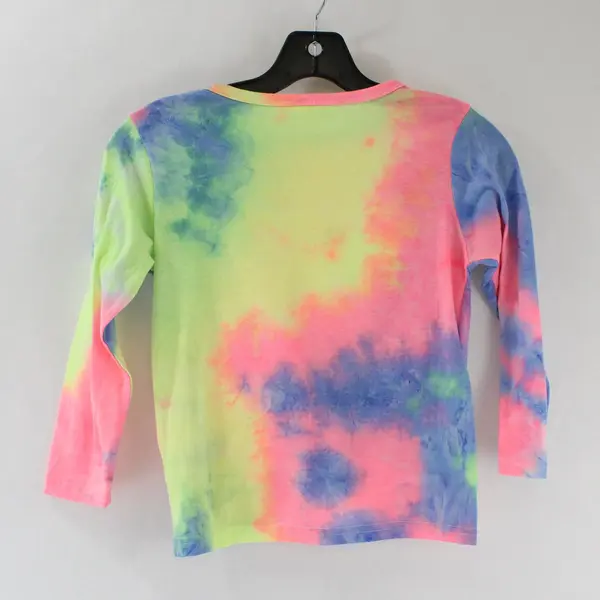 Girls Size 130 Rainbow Tie Dye Long Sleeve Twist-Front Shirt