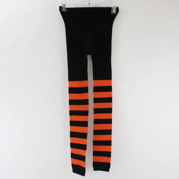 Orange & Black Striped Women's Adult Tights One Size Halloween Fall