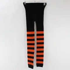 Orange & Black Striped Women's Adult Tights One Size Halloween Fall