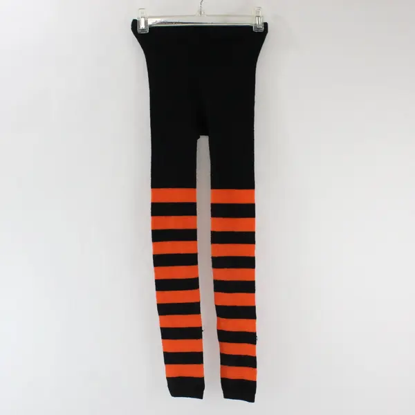 Orange & Black Striped Women's Adult Tights One Size Halloween Fall