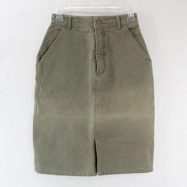 Royal Robbins Womens Size 8 Army Green Cotton Midi Pencil Skirt