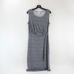 NWT Christopher & Banks Blue Black Beige Sleeveless A-Line Midi Dress Sz S
