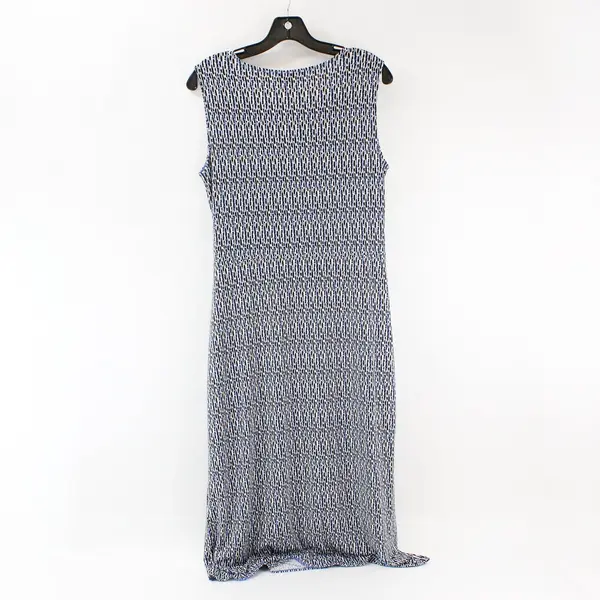 NWT Christopher & Banks Blue Black Beige Sleeveless A-Line Midi Dress Sz S