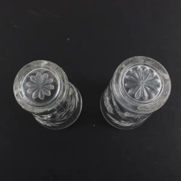 Lot of 2 Vintage Clear Pressed Glass Starburst Tumblers