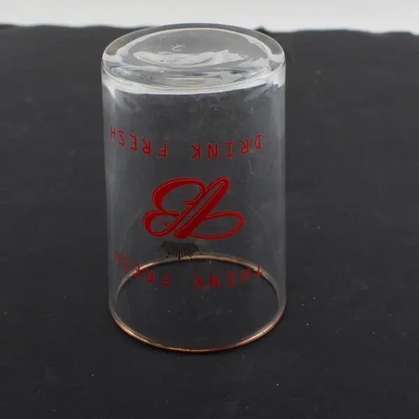 Vintage Budweiser Beer Tasting Glass Gold Rim Think Fresh Drink Fresh