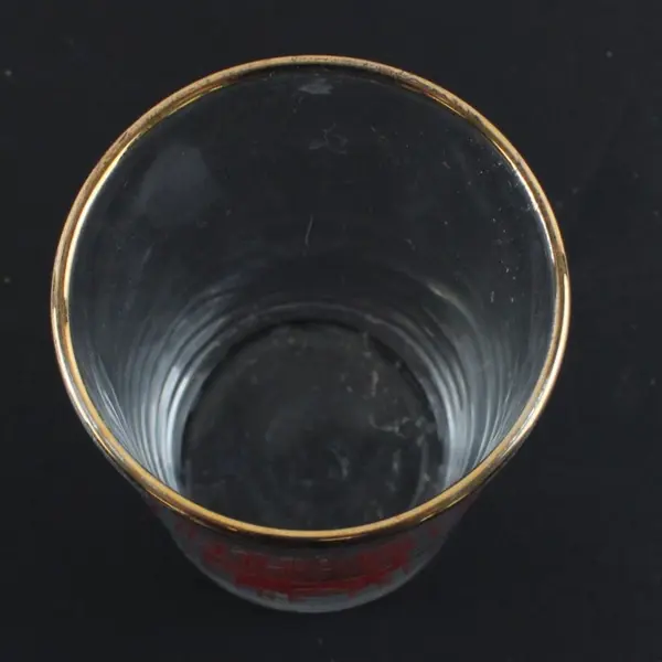 Vintage Budweiser Beer Tasting Glass Gold Rim Think Fresh Drink Fresh