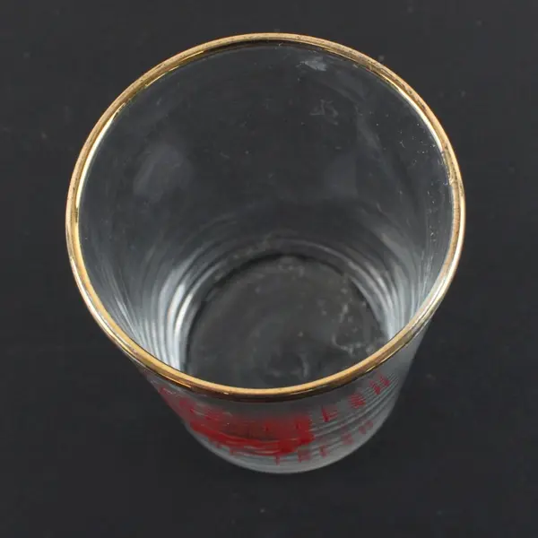 Vintage Budweiser Beer Tasting Glass Gold Rim Think Fresh Drink Fresh