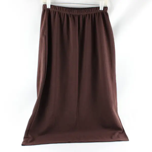 Notations Petite PL Brown Elastic Waist Midi Pencil Skirt