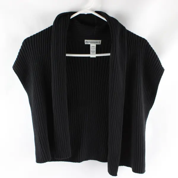 Parkhurst Women's M Black Knit Open Front Sleeveless Cardigan