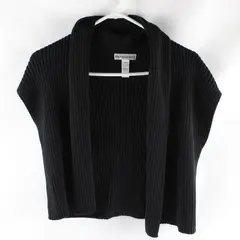 Parkhurst Women's M Black Knit Open Front Sleeveless Cardigan