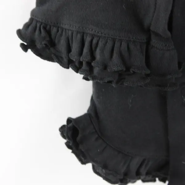 Carolyn Taylor Essentials M Black Long Sleeve Button Up with Ruffled Hem