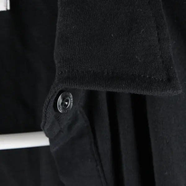 Carolyn Taylor Essentials M Black Long Sleeve Button Up with Ruffled Hem