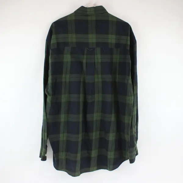 Chaps Ralph Lauren Men's LT Green Blue Plaid Long Sleeve Button Down Shirt