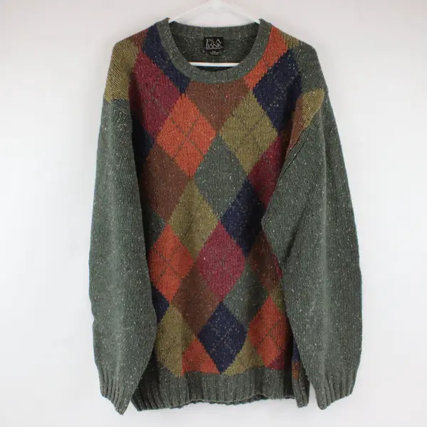 Jos. A. Bank Mens XXL Multicolor Argyle Knit Pullover Sweater
