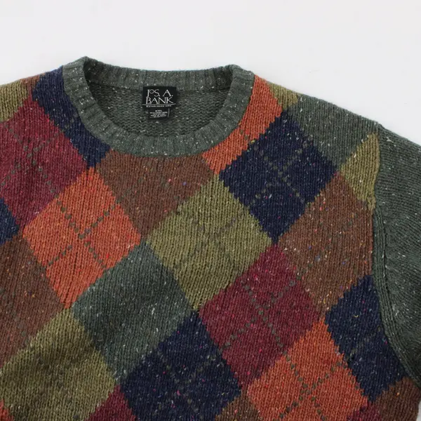 Jos. A. Bank Mens XXL Multicolor Argyle Knit Pullover Sweater