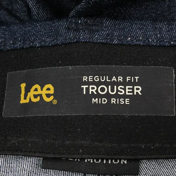 Lee Flex Motion Mid Rise Regular Fit Blue Trouser Pants Size 36 Short
