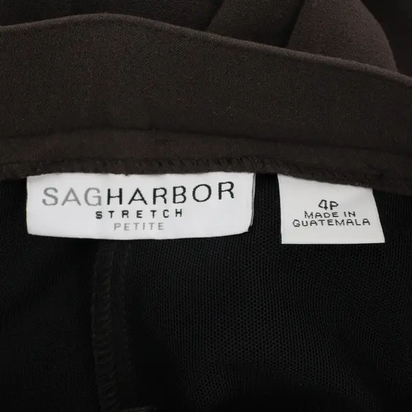 Sag Harbor Women's 4 Petite Brown Stretch Dress Pants