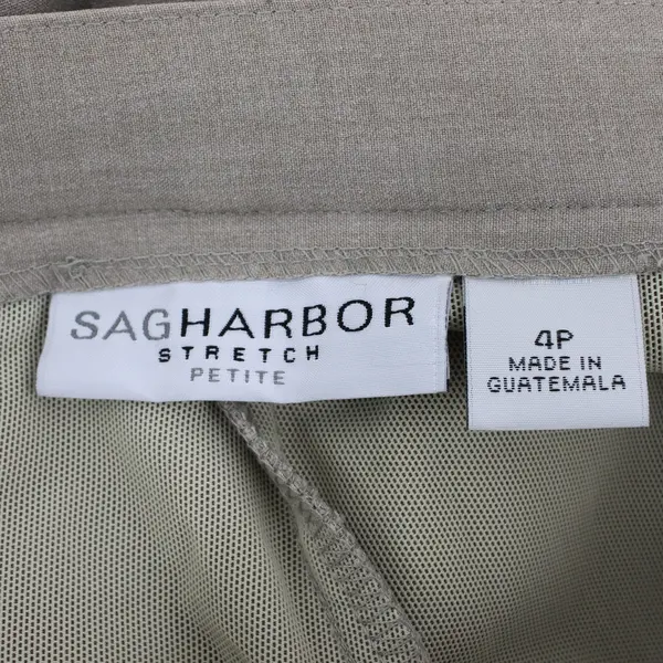Sag Harbor Women's 4 Petite Beige Stretch Dress Pants