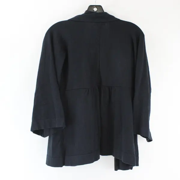 East 5th Petite Women's PM Black Ruffle Stretch Open Front Cardigan Sweater