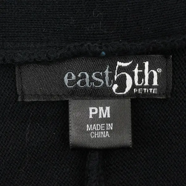 East 5th Petite Women's PM Black Ruffle Stretch Open Front Cardigan Sweater