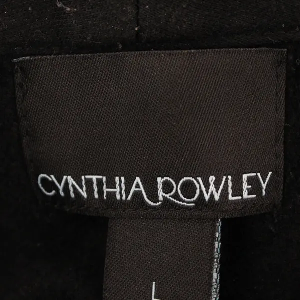 Cynthia Rowley Women's Large Black Knit Ruffle Button Closure 3/4 Sleeve Blazer