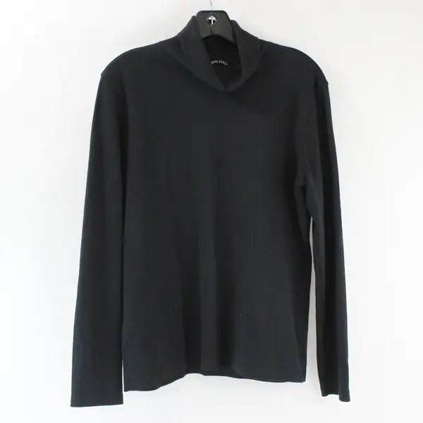 White Stag Long Sleeve Women's Large Black Cotton Turtleneck
