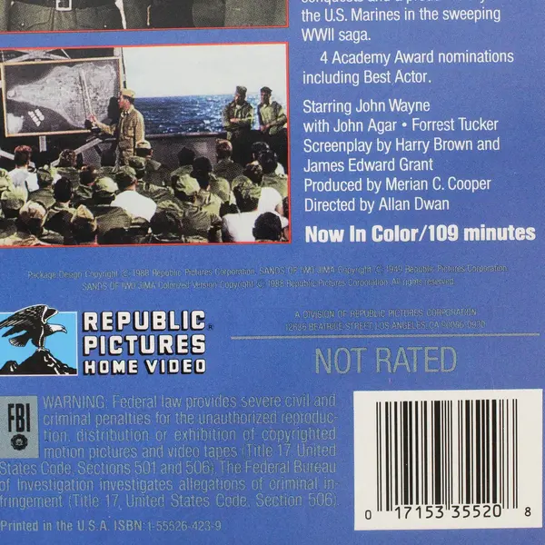 Vintage 1988 VHS Tape Sands Of Iwo Jima John Wayne #3552