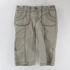 Khakis & Company Women's 6 Beige Cargo Capri Pants Elastic Waist
