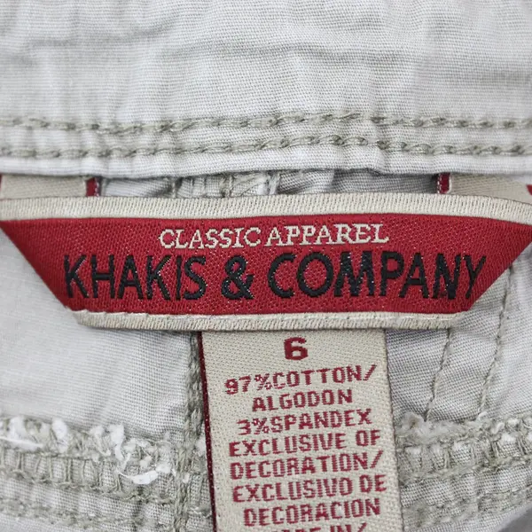 Khakis & Company Women's 6 Beige Cargo Capri Pants Elastic Waist