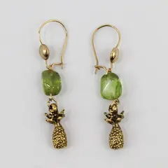 Exotic Creations Olivine Gold Tone Pineapple Dangle Earrings
