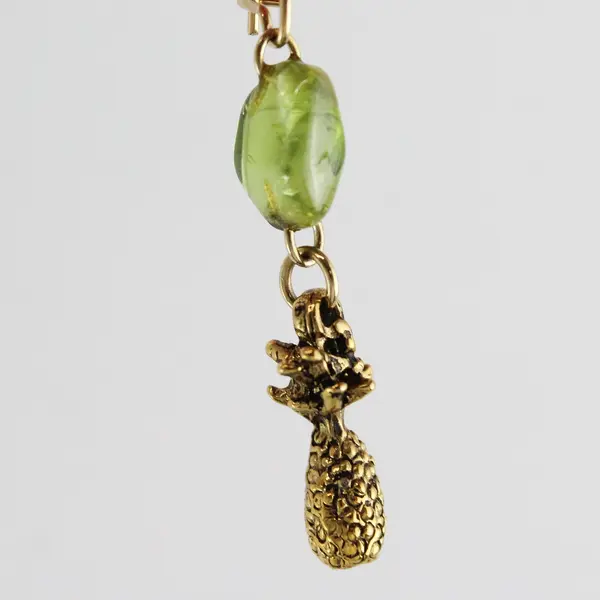 Exotic Creations Olivine Gold Tone Pineapple Dangle Earrings
