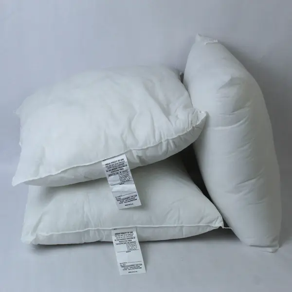 Lot of 3 White 16x16 Inch Square Pillow Inserts Forms 100% Polyester Filling