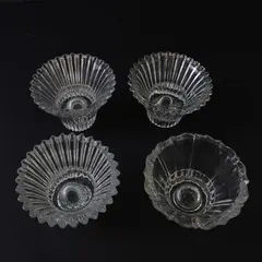 Lot of 4 Vintage Ribbed Glass Flared Candle Holders 3 Small 1 Large