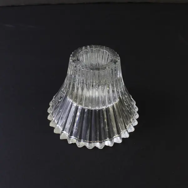 Lot of 4 Vintage Ribbed Glass Flared Candle Holders 3 Small 1 Large