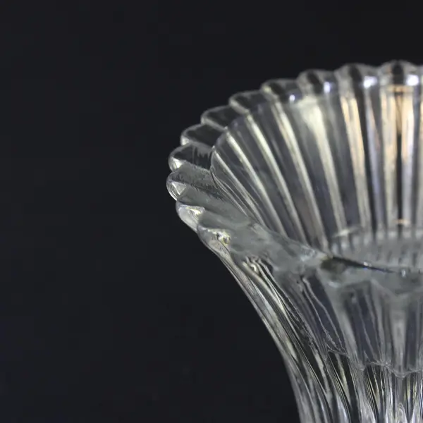Lot of 4 Vintage Ribbed Glass Flared Candle Holders 3 Small 1 Large