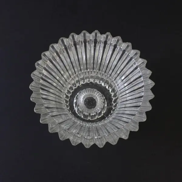 Lot of 4 Vintage Ribbed Glass Flared Candle Holders 3 Small 1 Large