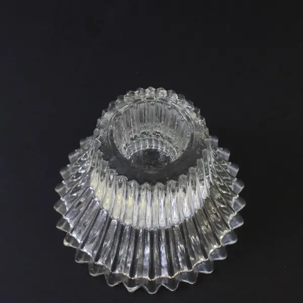 Lot of 4 Vintage Ribbed Glass Flared Candle Holders 3 Small 1 Large