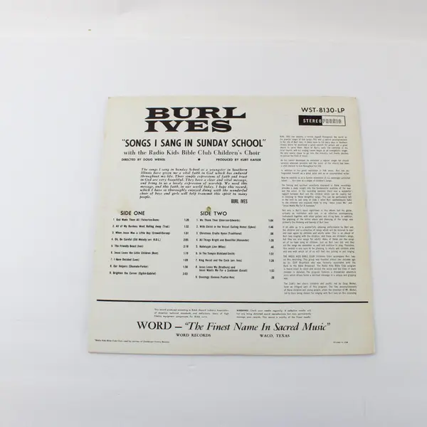Burl Ives Sings with the Children Songs I Sang In Sunday School  12" Vinyl 