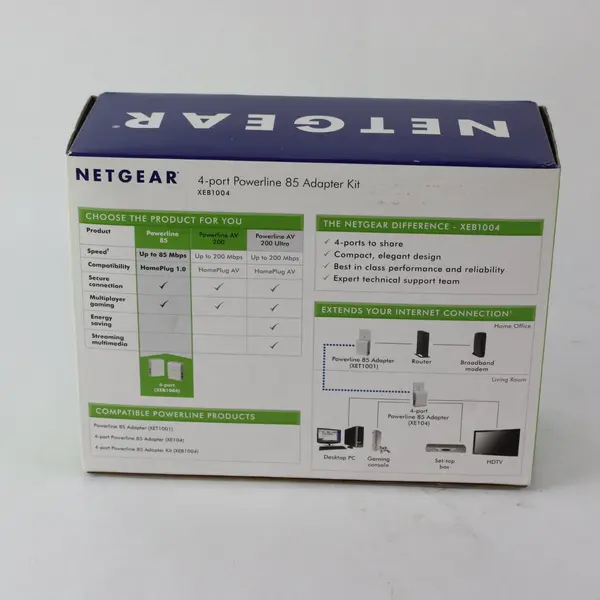 NETGEAR XEB1004 4-Port Powerline 85 Adapter Kit 85 Mbps