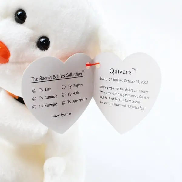 Ty Beanie Babies Quivers Ghost Bear Plush Retired Hang Tag
