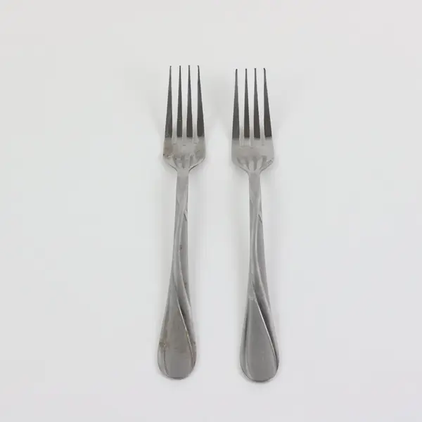Lot of 2 Cambridge Swirl Sand Dinner Forks Satin & Glossy Finish 7 5/8" 