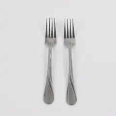 Lot of 2 Cambridge Swirl Sand Dinner Forks Satin & Glossy Finish 7 5/8" 