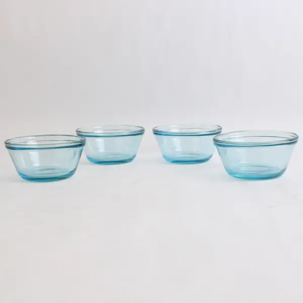 Lot Of 4 Anchor Hocking Light Blue Glass 6oz Mixing Bowls