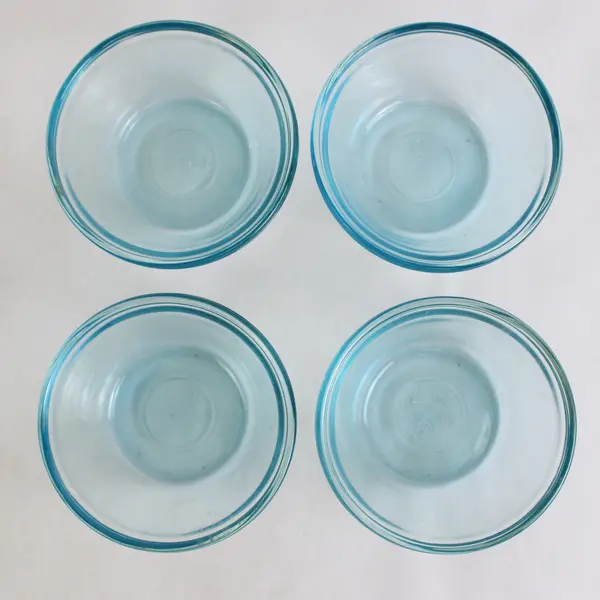 Lot Of 4 Anchor Hocking Light Blue Glass 6oz Mixing Bowls
