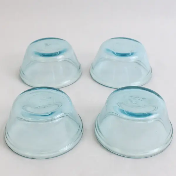 Lot Of 4 Anchor Hocking Light Blue Glass 6oz Mixing Bowls