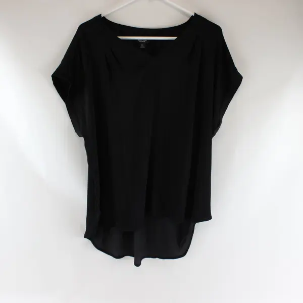 Simply Vera Vera Wang Women's XL Black Short Sleeve V-Neck Blouse