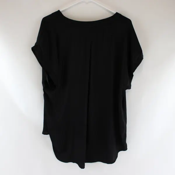 Simply Vera Vera Wang Women's XL Black Short Sleeve V-Neck Blouse